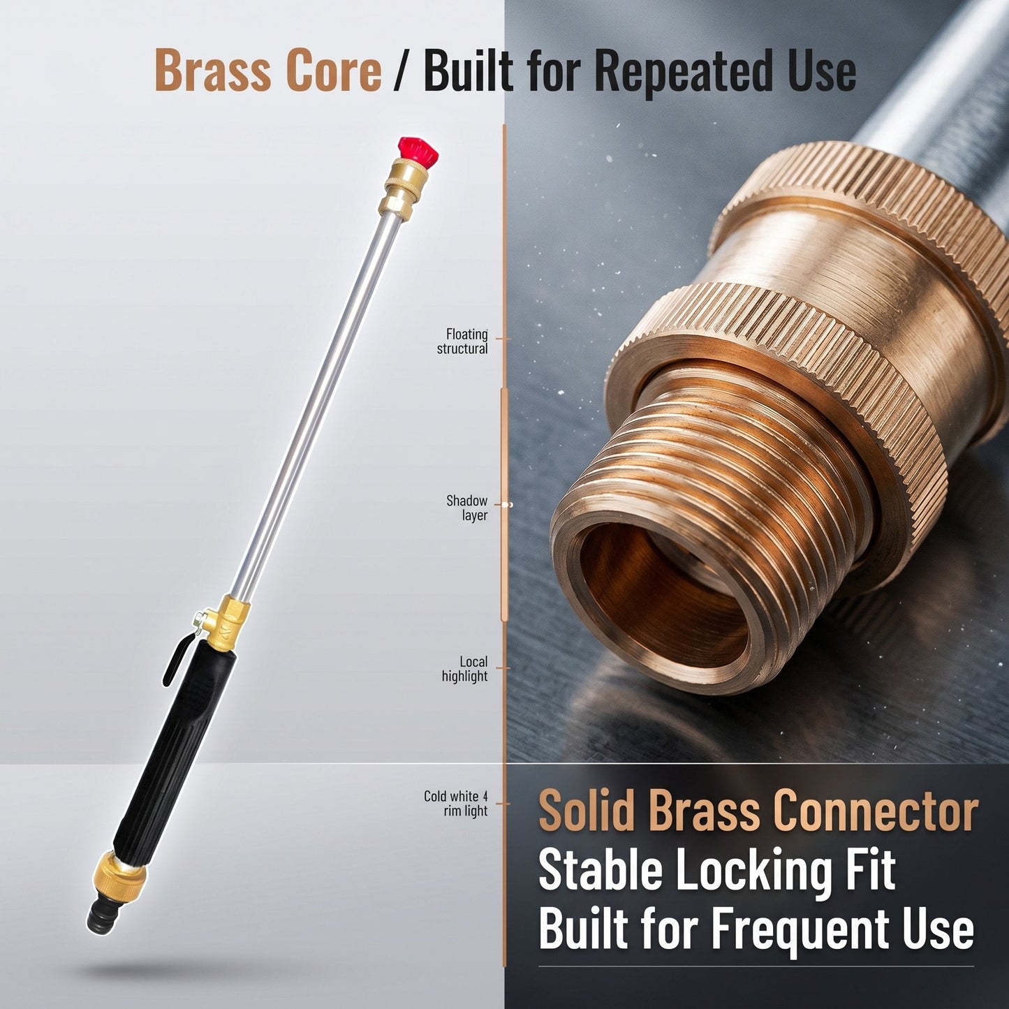 High-Pressure Water Gun – 3 Nozzles, Rustproof Aluminium Alloy, Effortless Deep Cleaning