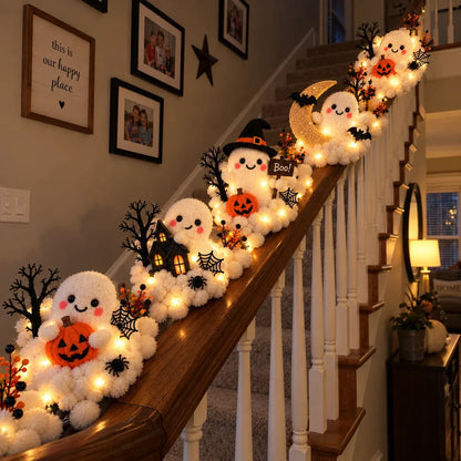 ⏳ Last Day 49% Off – 👻 Glowing Ghost Staircase Decor | 5 Playful Halloween Characters For Railings, Mantels & Entryways 🎃