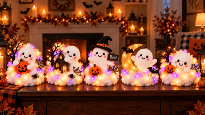 ⏳ Last Day 49% Off – 👻 Glowing Ghost Staircase Decor | 5 Playful Halloween Characters For Railings, Mantels & Entryways 🎃