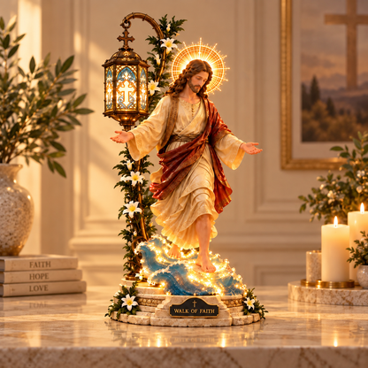 ✨Walk by Faith™ Illuminated Jesus Walking on Water Sculpture