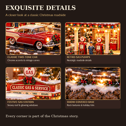 🚗 Lighted Classic Gas Station Christmas Village | Vintage Roadside Décor