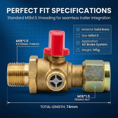 Heavy-Duty Self-Venting Brass Air Cut-Off Valve (M18 x 1.5 Threads, One-Way Exhaust)