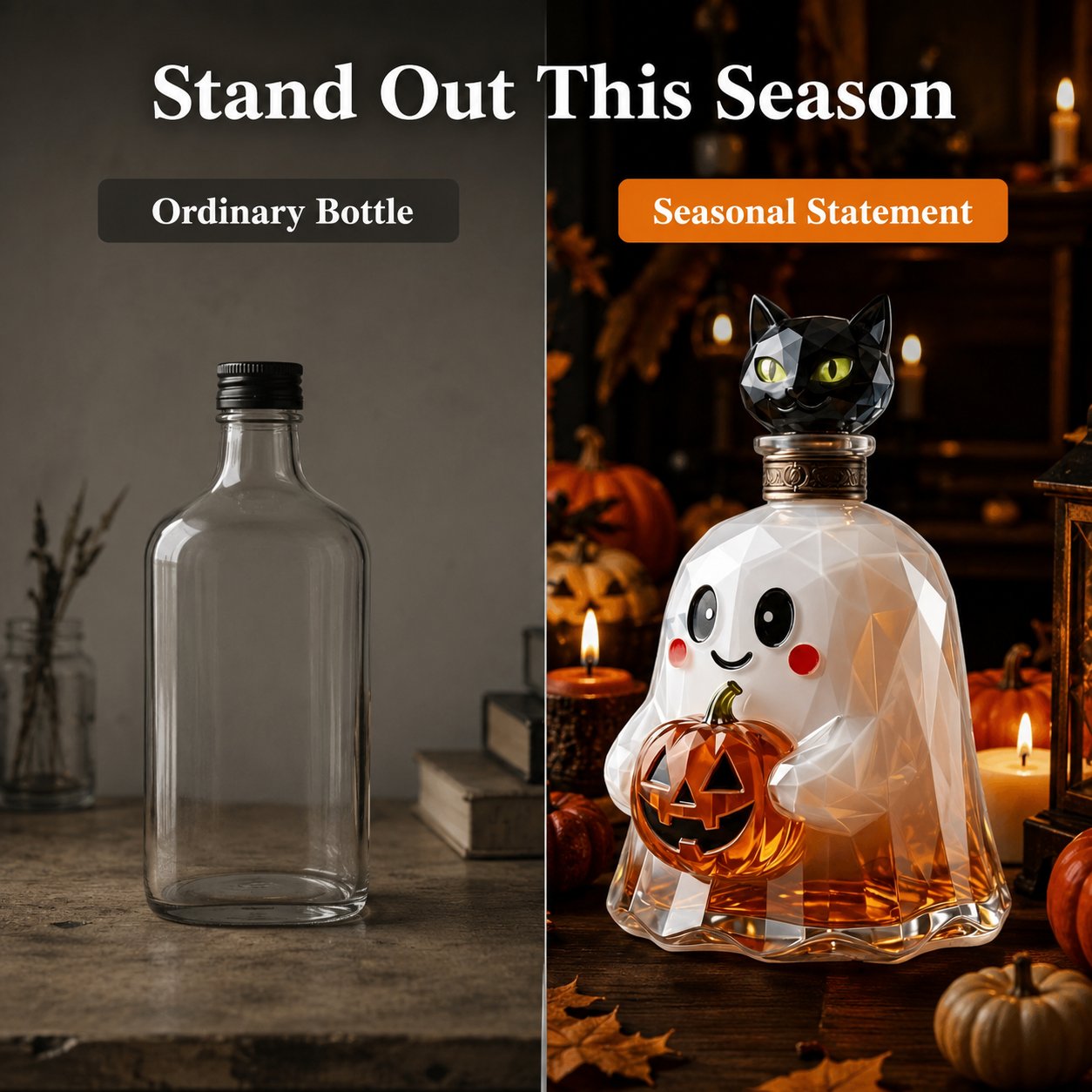 🔥Last Day 50% OFF - Ghost Pumpkin Halloween Decanter 🎃 Spooky Glass Whiskey Bottle