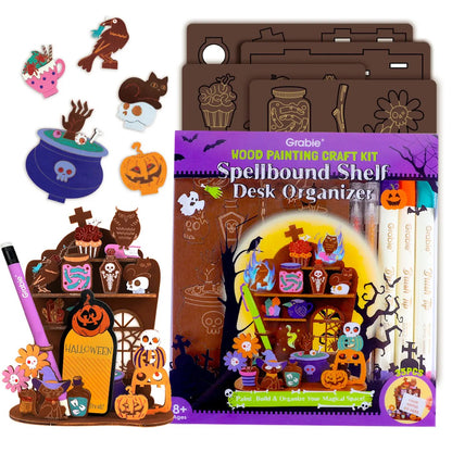 🎨Grabie Wood Painting Craft Kit - Spellbound Shelf Desk Organizer