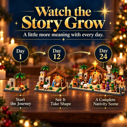 🎀49% OFF TODAY🎀Nativity Advent Calendar – 24-day Buildable Christmas Nativity Set