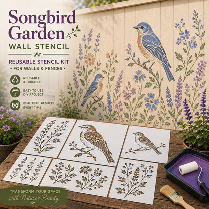 🦋🌸Last Day 50% OFF - 🌿Garden Bloom Wall Stencil Kit | DIY Garden Painting Templates for Every Space