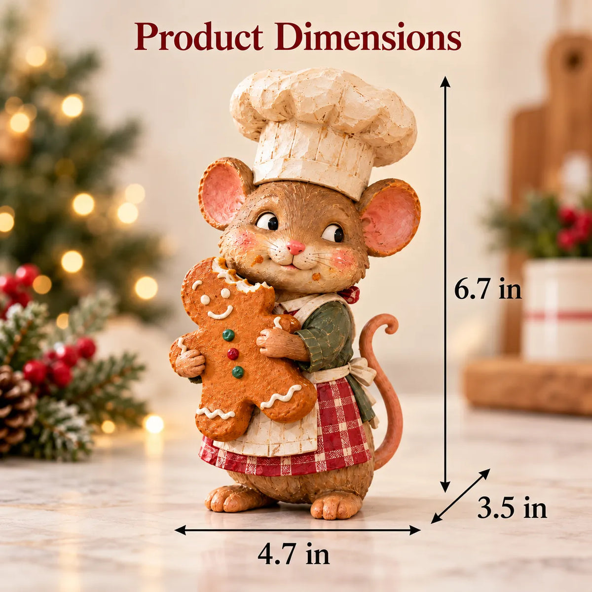 Gingerbread Mouse Baker product dimensions: 6.7 inches high, 4.7 inches wide and 3.5 inches deep