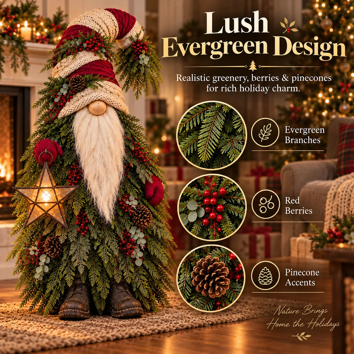 Evergreen Star Gnome™ Lighted Christmas Woodland Decor