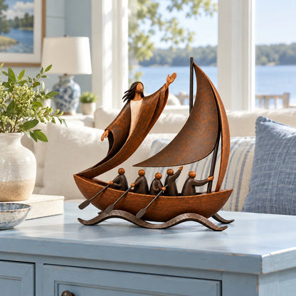 Peace in the Storm Faith Sailboat Sculpture