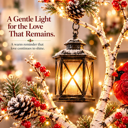 ❤️ Cardinal Winter Lantern Tree™ – Lighted Snowy Birch Tree with Red Cardinals & Hanging Lantern ✨