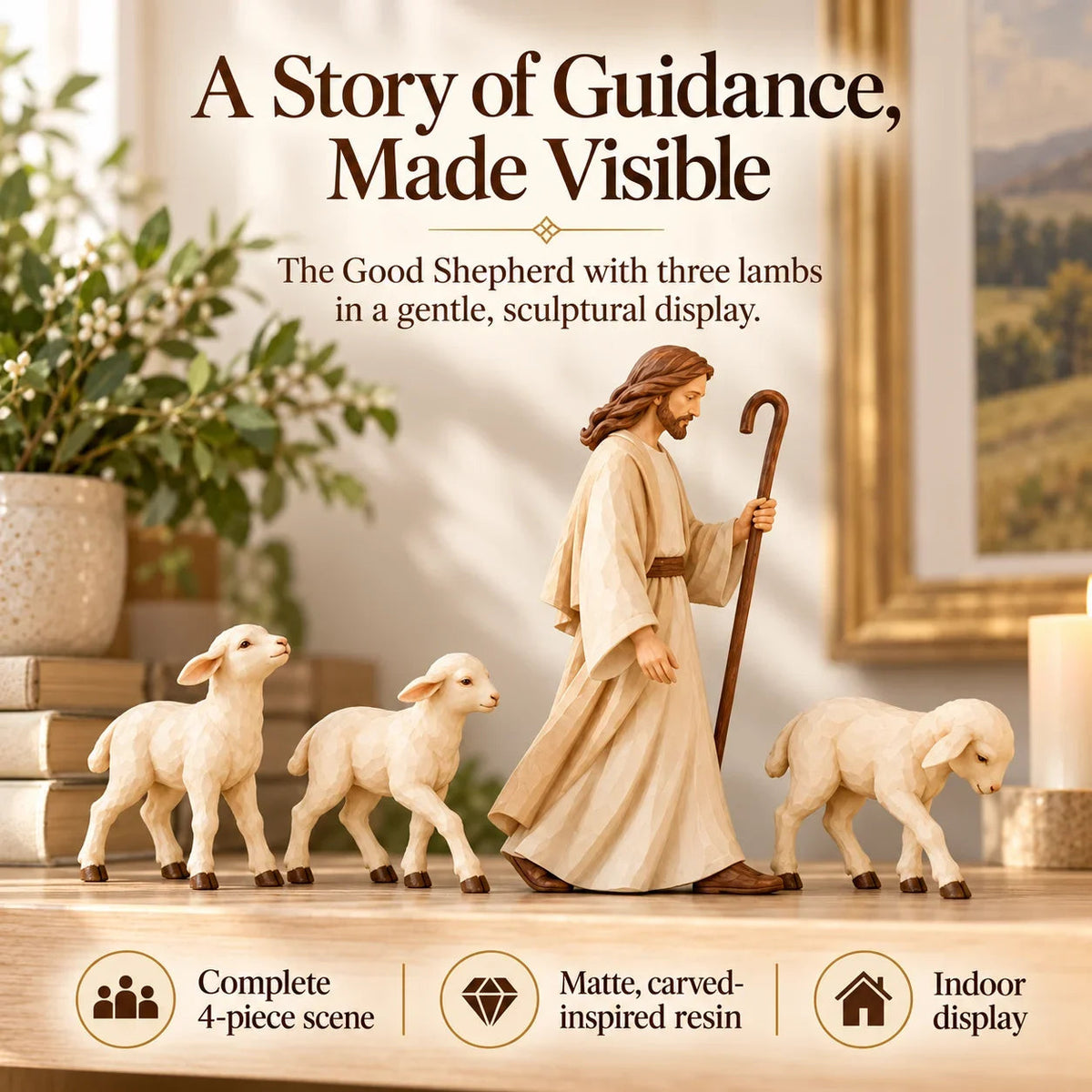 ✝️ Good Shepherd & Lamb Sculpture Collection | Faith-Inspired Home Décor