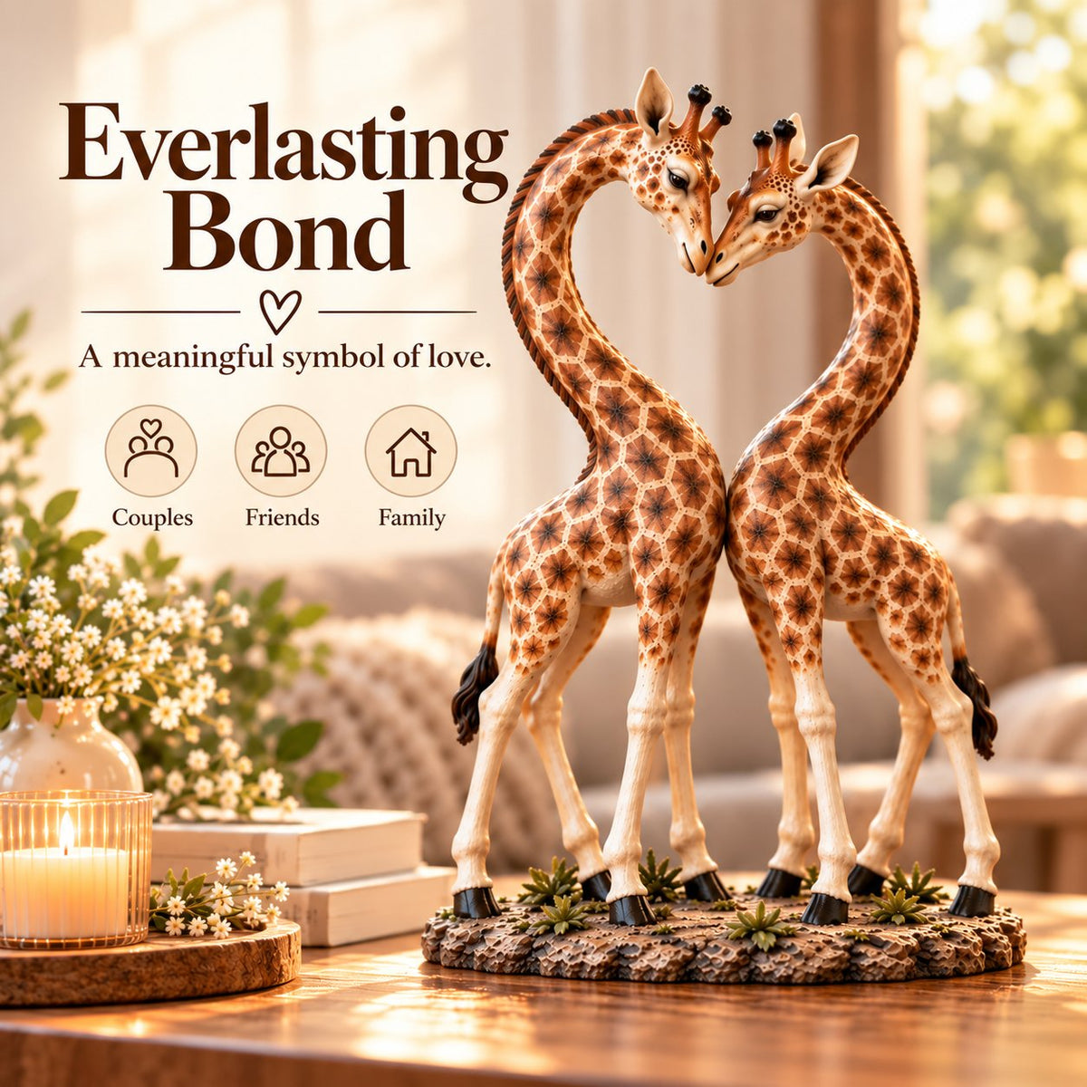 💕🎁Better Together – Giraffe Heart Sculpture 🦒♡🦒