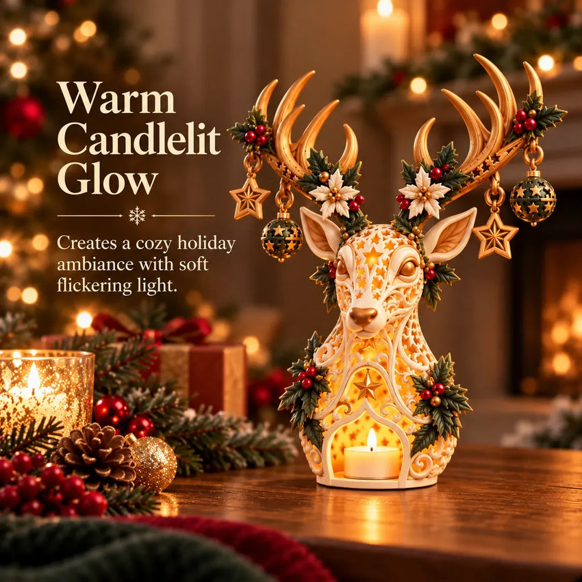 🦌 Starlit Reindeer Christmas Tealight Holder🔥 detail 2