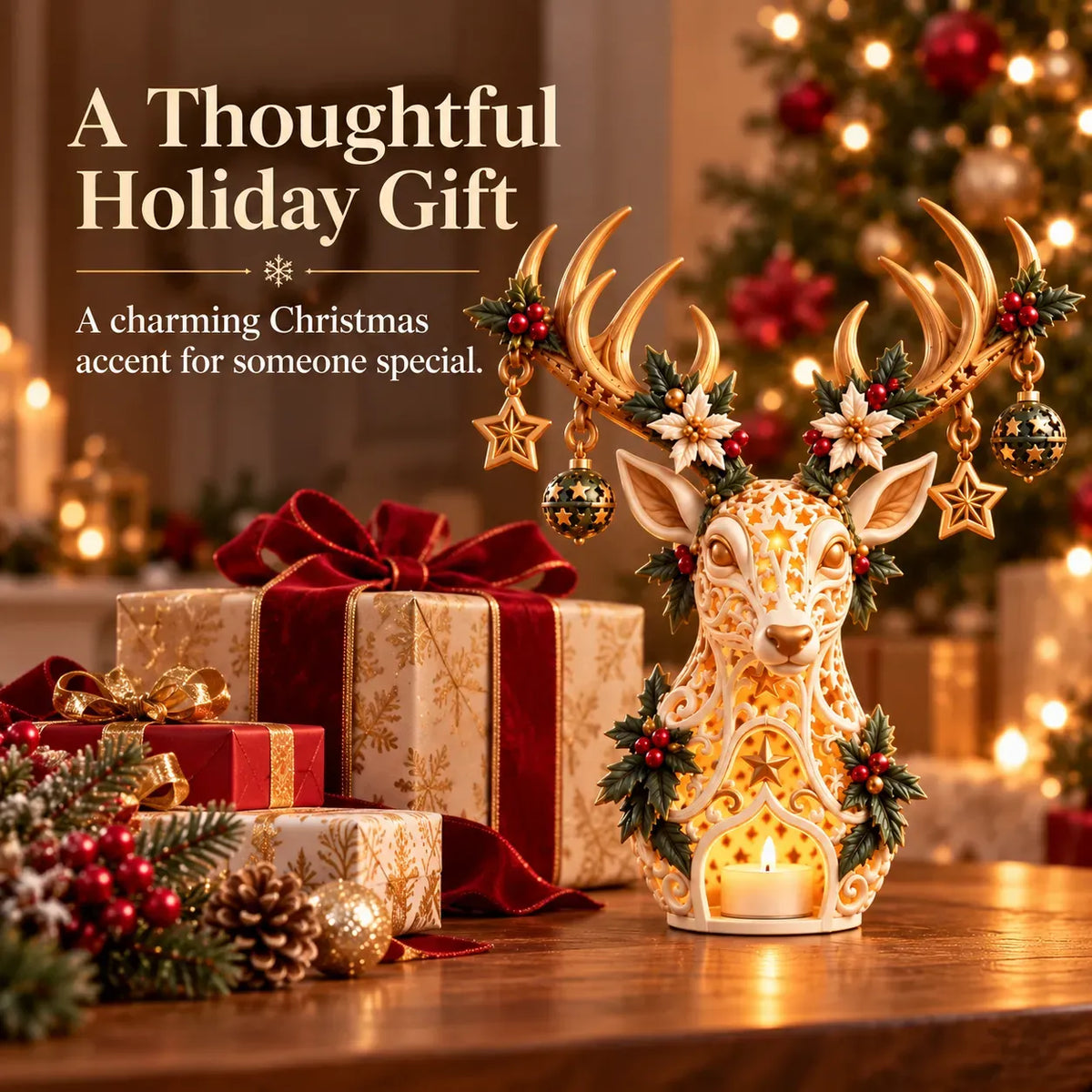 🦌 Starlit Reindeer Christmas Tealight Holder🔥