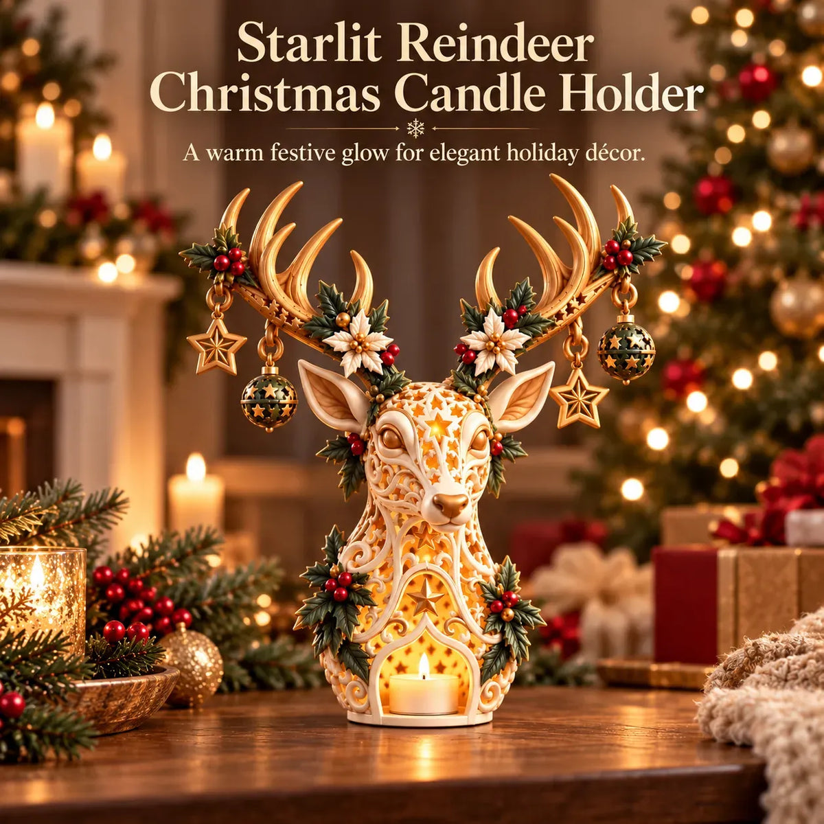 🦌 Starlit Reindeer Christmas Tealight Holder🔥