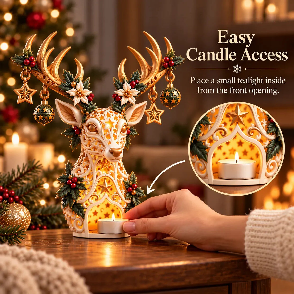 🦌 Starlit Reindeer Christmas Tealight Holder🔥