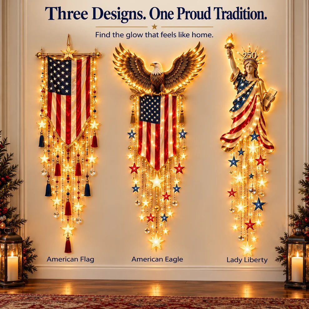 🇺🇸🗽 Liberty 250 Starfall Wall Glow – Patriotic Anniversary Lighted Keepsake
