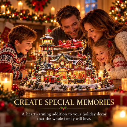 ✈️ North Pole Air Mail Village™ – Lighted Christmas Airport with Santa's Plane, Elf Workshop & Gift Depot