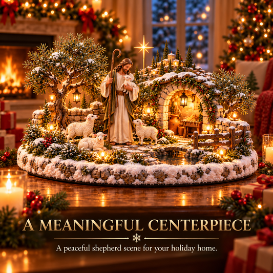 "Good Shepherd Winter Courtyard™" — Illuminated Jesus and Flock