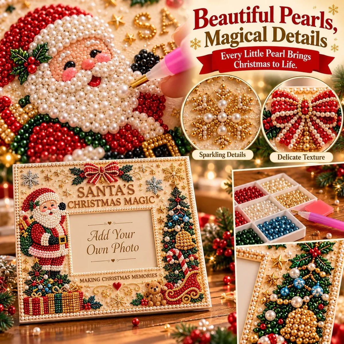 🎄❤️ DIY Christmas Pearl Art Photo Frame – Create Memories Together