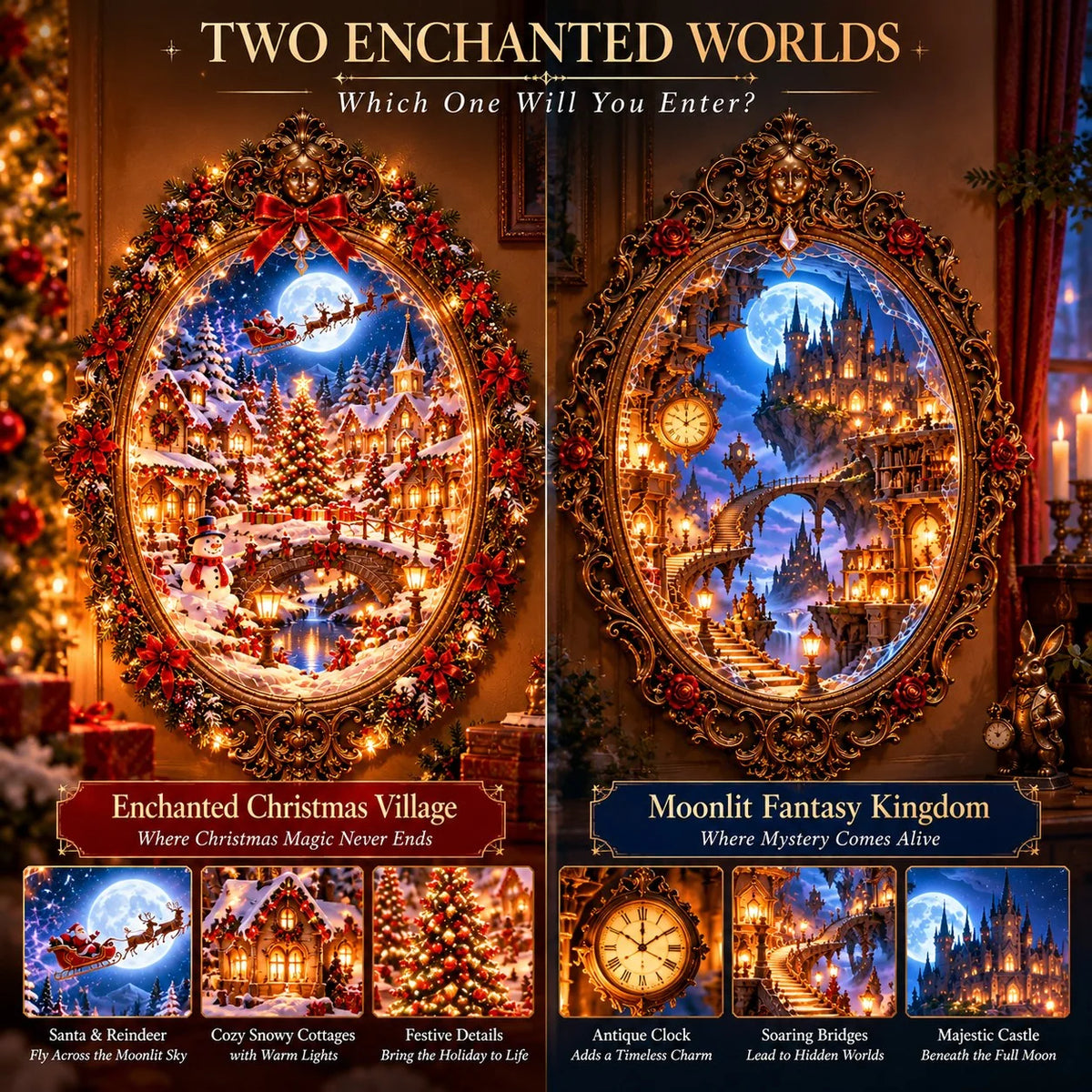 🪞 What If Your Mirror Opened Another World? ✨ Beyond the Looking Glass – Two Enchanted Worlds to Explore!