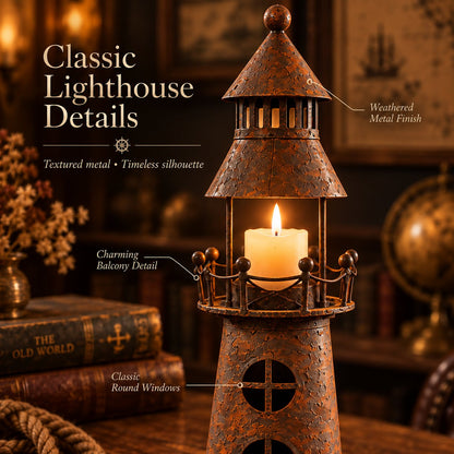 🕯️ Vintage Lighthouse Candle Lantern-Bring the Warm Glow of an Old Lighthouse Home🎁