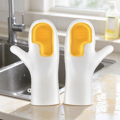Dishwashing Gloves with Built-In Silicone Scrubber!!!