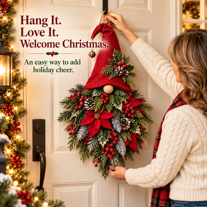 🎄🧙‍♂️ Christmas Evergreen Gnome Door Hanger