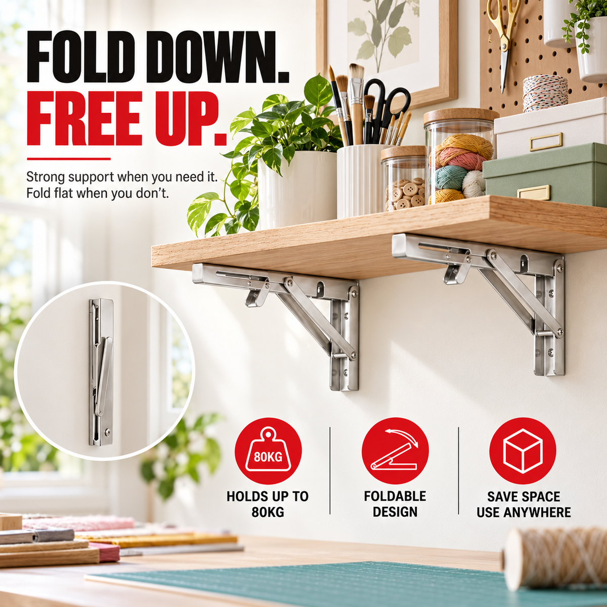 🎁2026 New Arrivals 50% OFF💥Fold-in-a-Second Multi-Use Bracket – Declutter Your Kitchen or Study in Moments📚