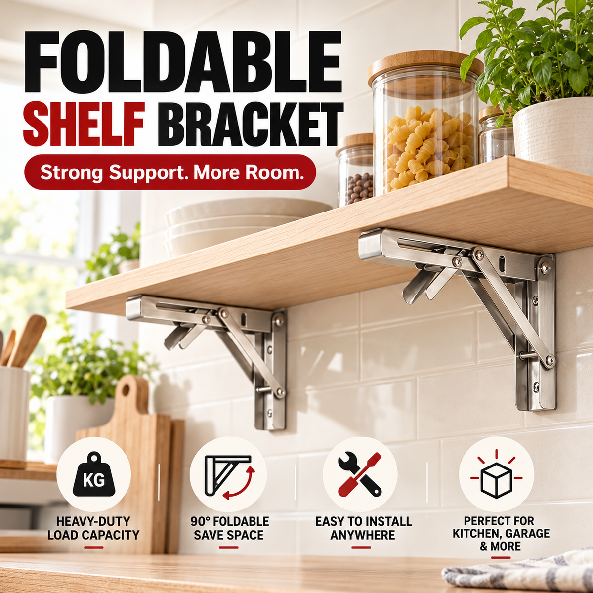 🎁2026 New Arrivals 50% OFF💥Fold-in-a-Second Multi-Use Bracket – Declutter Your Kitchen or Study in Moments📚