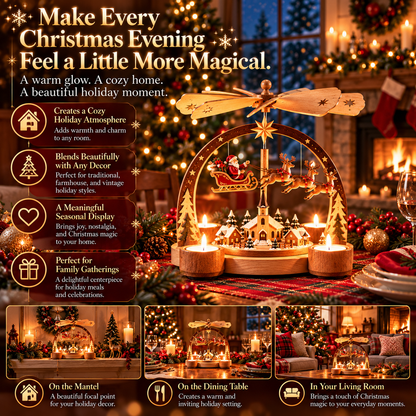 🎅 Light The Candles, Watch Santa Take Flight! 🕯️ Wooden Christmas Candle Carousel