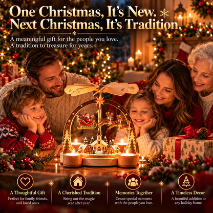 🎅 Light The Candles, Watch Santa Take Flight! 🕯️ Wooden Christmas Candle Carousel