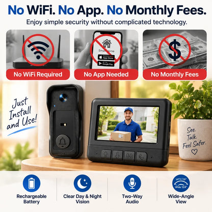 🚪 X6 Wireless Video Doorbell – No WiFi Required, 4.3" Color Screen & Two-Way Communication