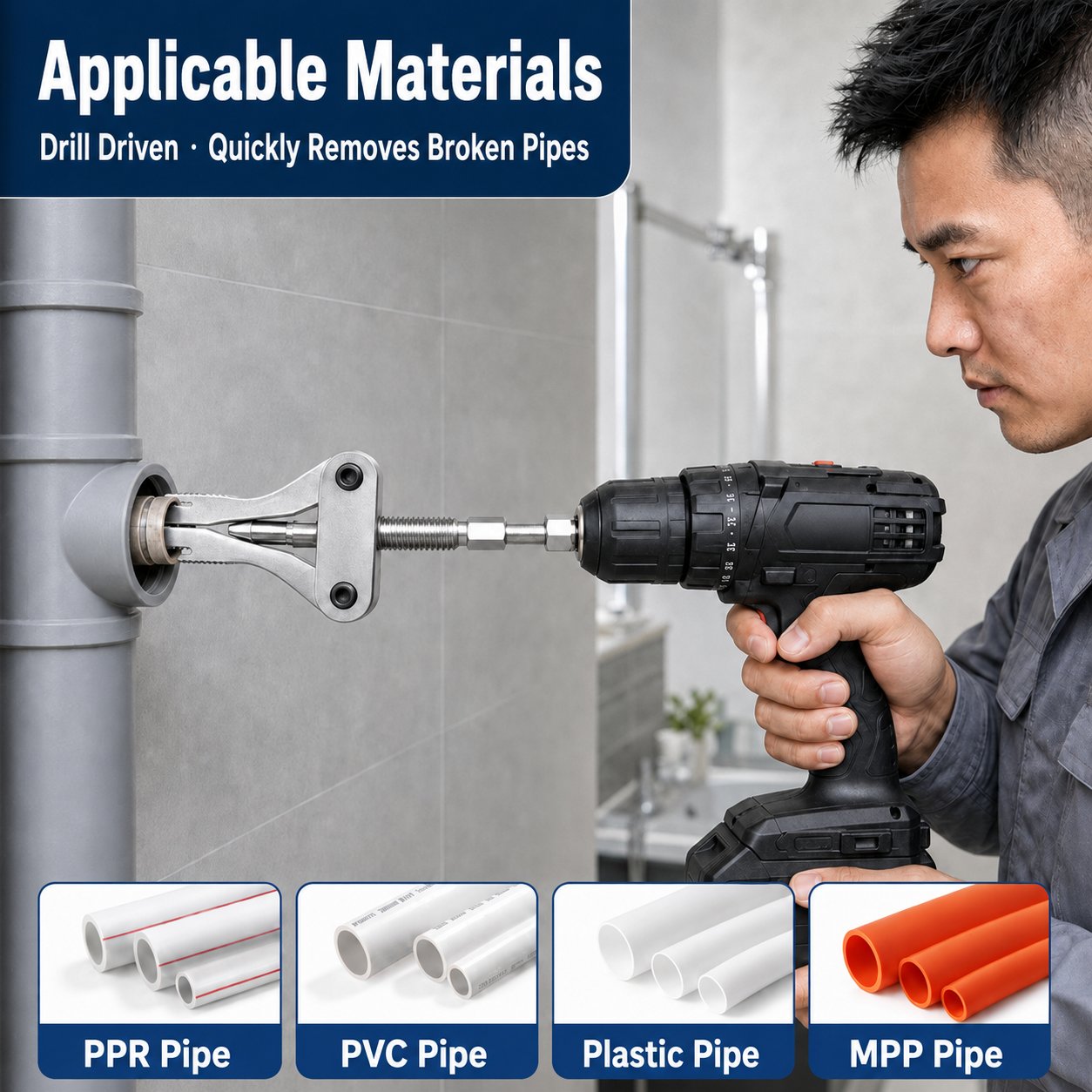 🔥LAST DAY 49% OFF - 🛠️ Broken Pipe Thread Extractor | Fast Drill-Powered Broken Fitting Removal Tool