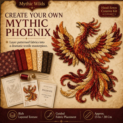 🔥🎁🌙 Beginner-Friendly Mythic Wilds DIY Layered Patchwork Art Kit | Complete Kit with Patterned Fabrics, Sewing Materials & Step-by-Step Guide Included 💕