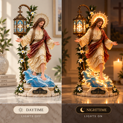 ✨Walk by Faith™ Illuminated Jesus Walking on Water Sculpture