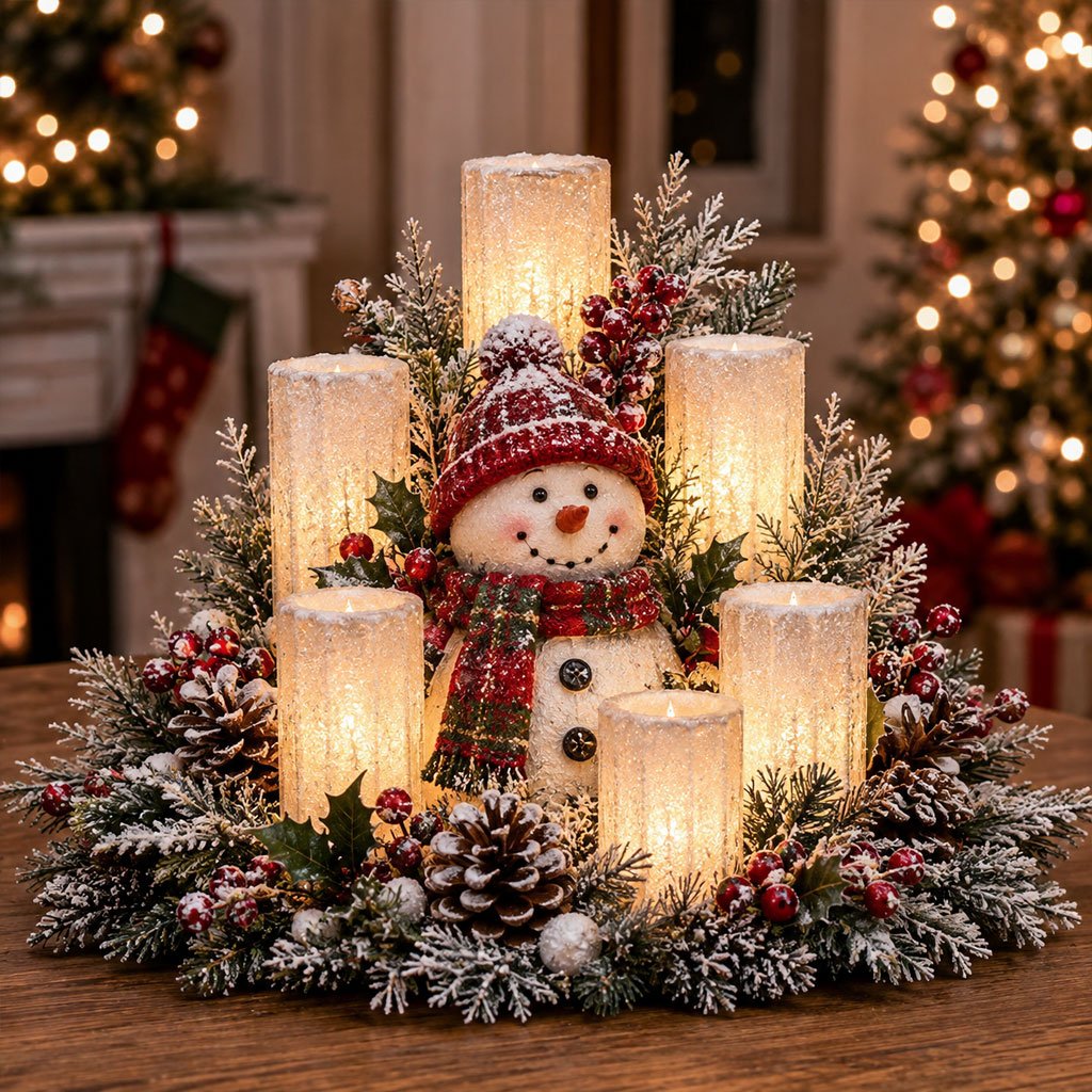Traditional Christmas table centerpiece