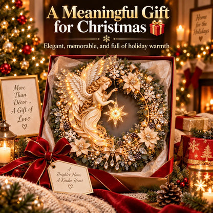 ✨ Heavenly Angel Christmas Wreath 🎄 Lighted Holiday Door Decor With Glowing Star