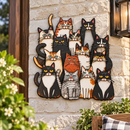 ⏰LAST DAY 50% OFF - Whimsical Cat Family Metal Wall Art😻🐾