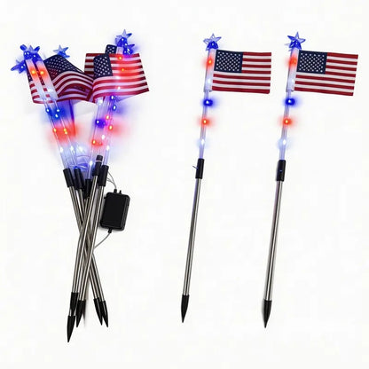 🔥Last Day 49% OFF - 8 Solar American Flag Pathway Lights – Red, White & Blue Yard Glow for 250th Independence Celebration 🇺🇸✨