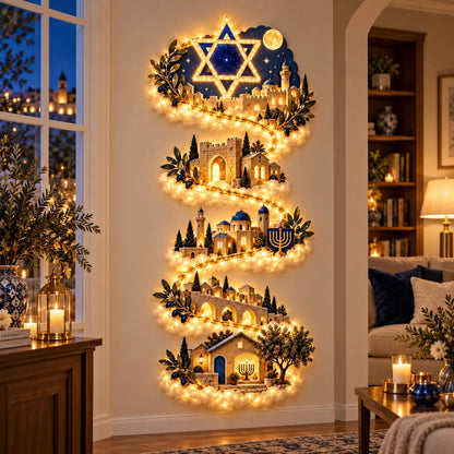 🔥🎁🕎 Hanukkah Festival of Lights Wall Decor Collection – 4 Glowing Designs Celebrating Eight Nights of Light ✨