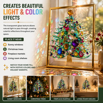 🎄 Gemstone Christmas Tree Stained Glass Art — Bring Magical Christmas Sparkle Into Your Home ✨