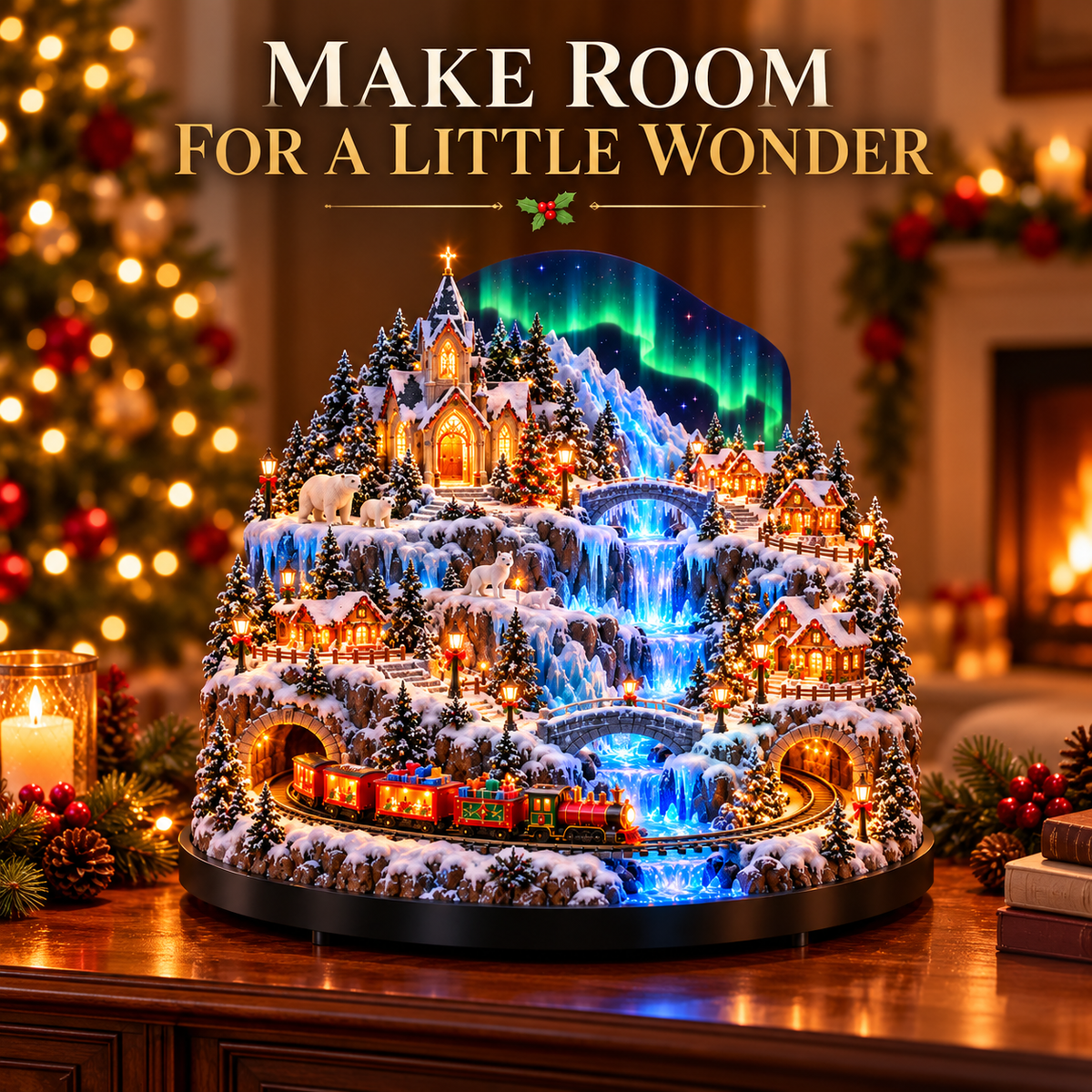 Aurora Christmas Village™ – Lighted Winter Village with Train & Waterfall