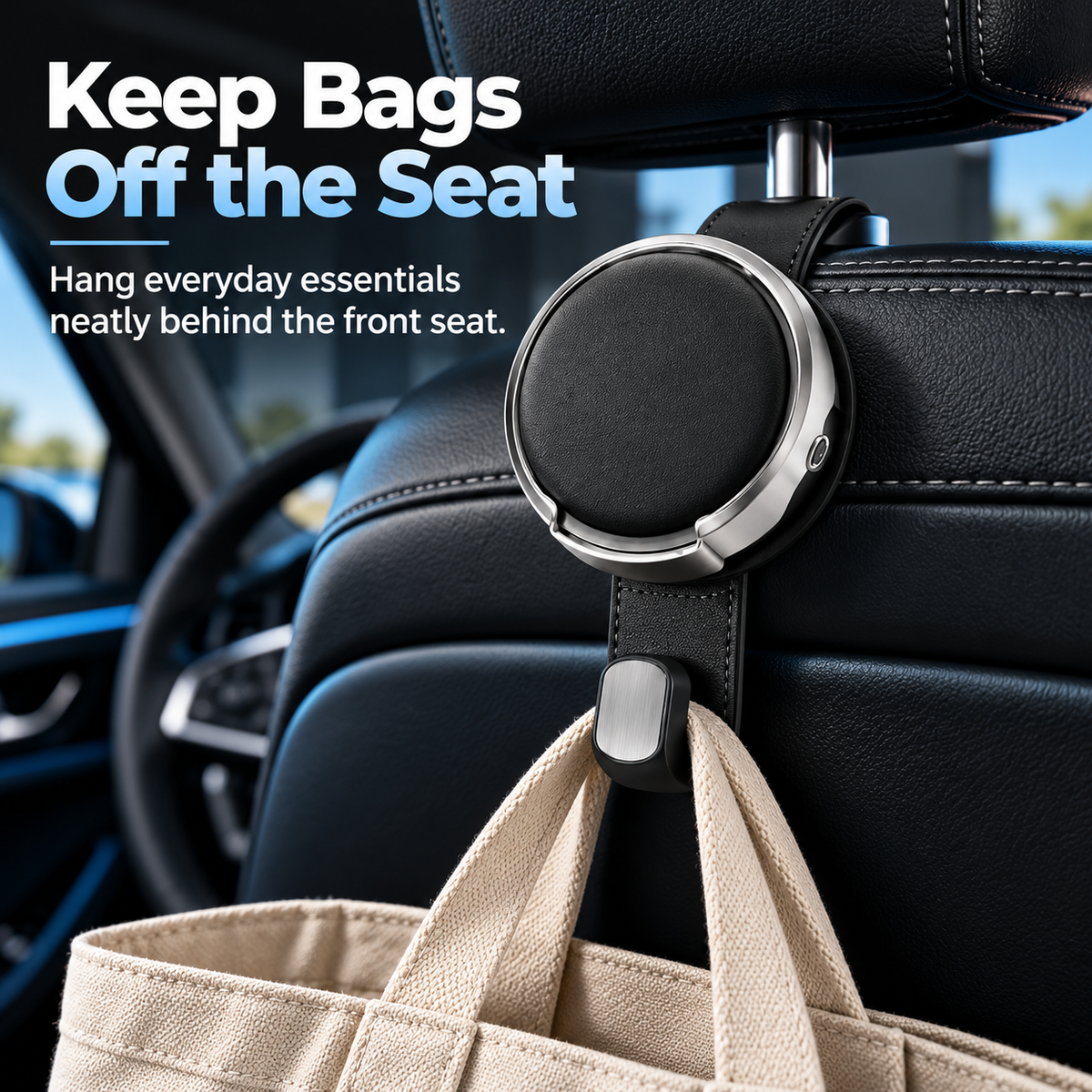 2-in-1 Car Headrest Hook & Foldable Cup Holder