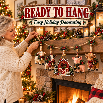 🔥Last Day 50% OFF -🐄 Christmas Farm Friends Hanging Mantel Garland