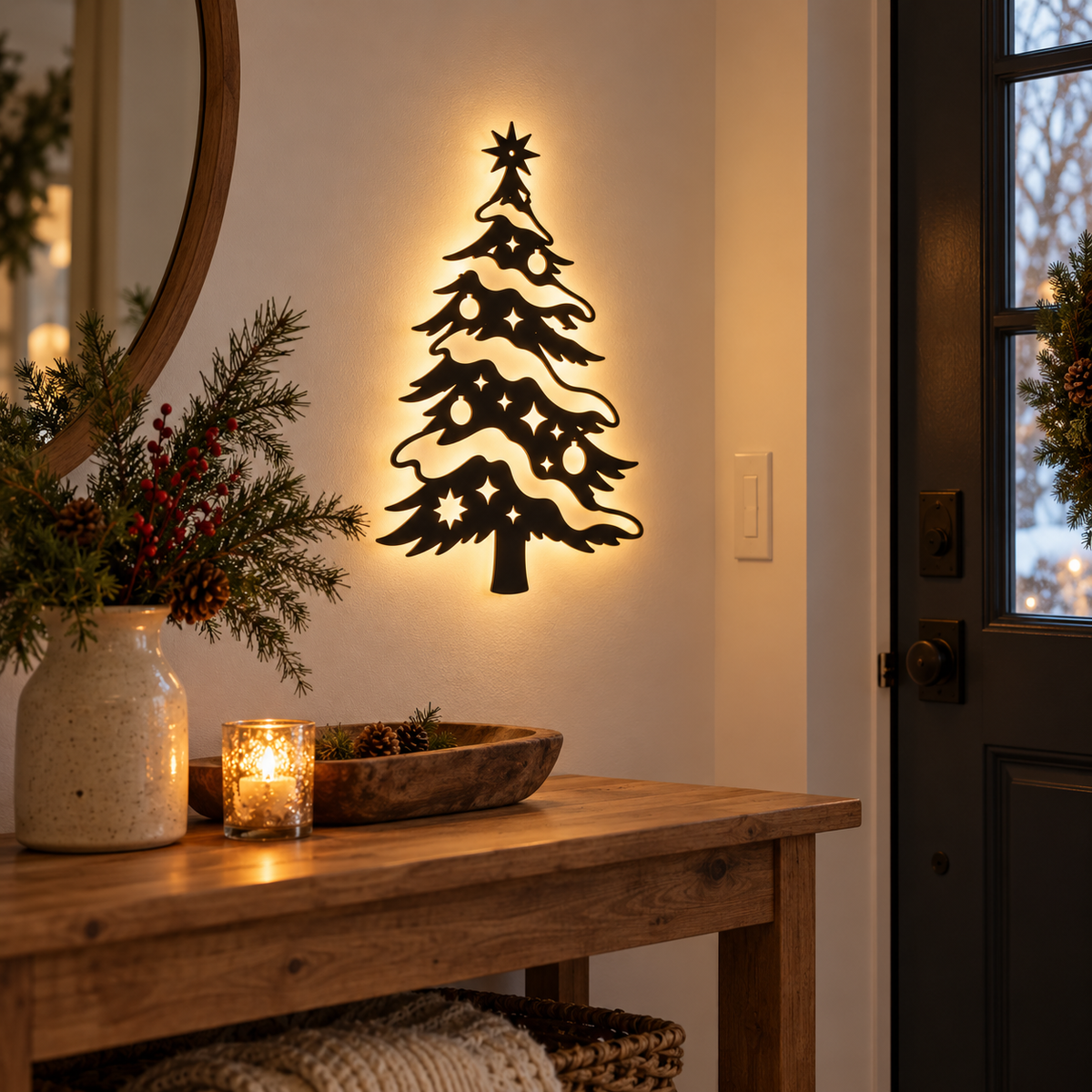 Illuminated Christmas Tree Wall Light 🎄✨ – Enchanting Glow for a Cozy Holiday Home