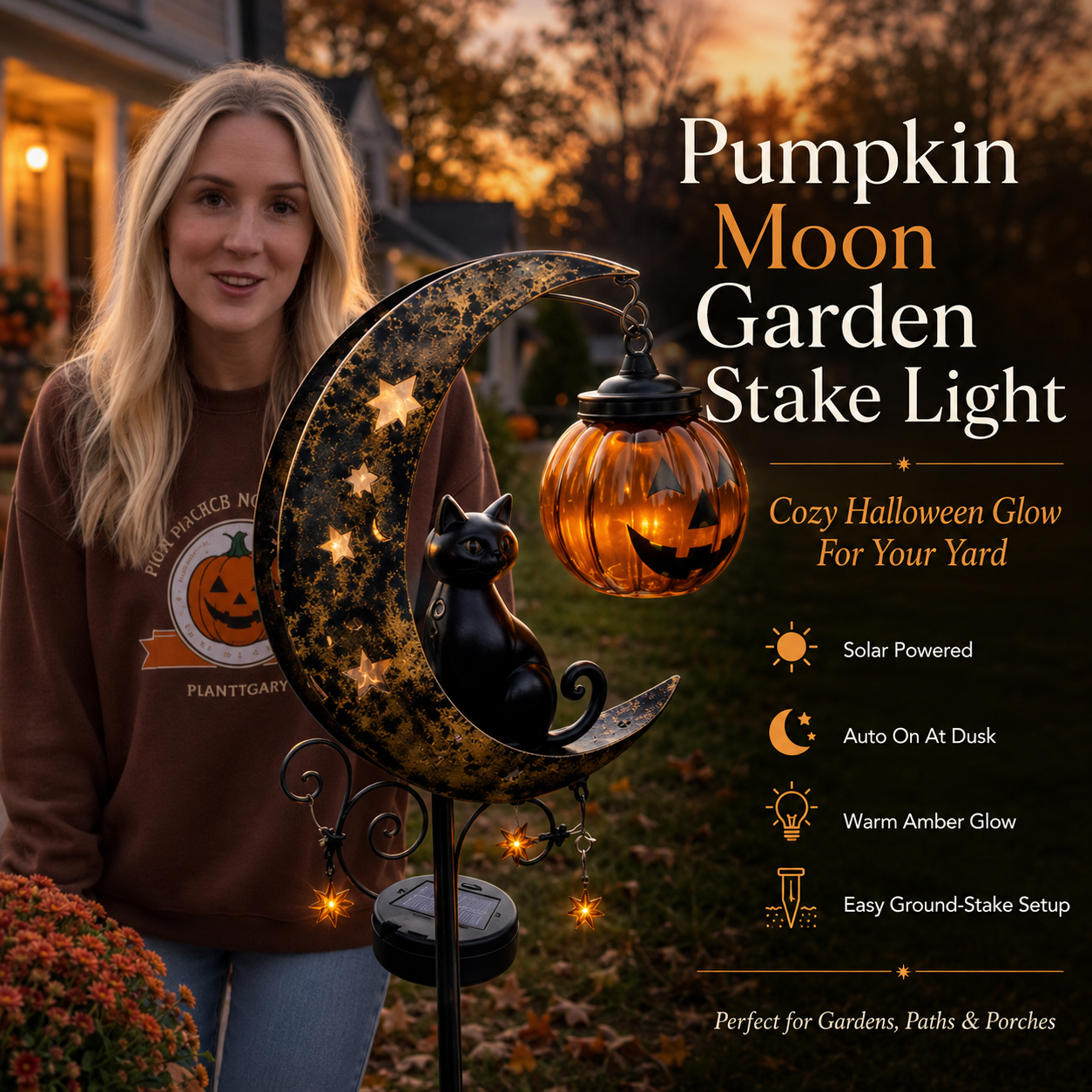 Halloween Early Bird Sale | 49% OFF Pumpkin Moon Garden Stake Light