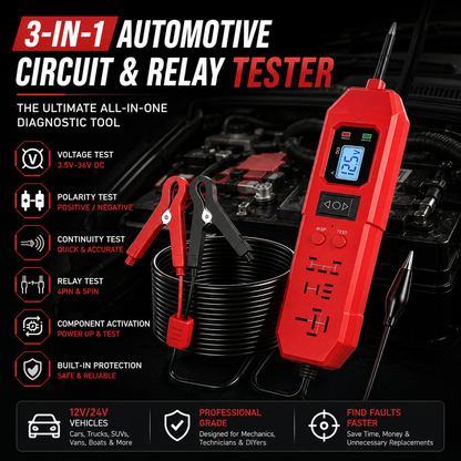 🔧 3-in-1 Automotive Power Circuit Probe & Relay Tester – 12V/24V Electrical Diagnostic Tool |Buy 2 Free Shipping🚚