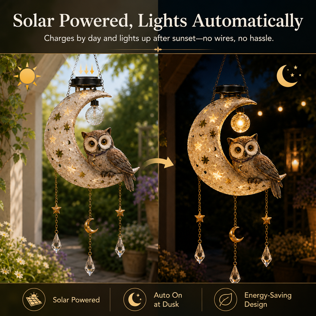 💥HOT SALE 50% OFF🔥Solar Owl Moon Garden Light