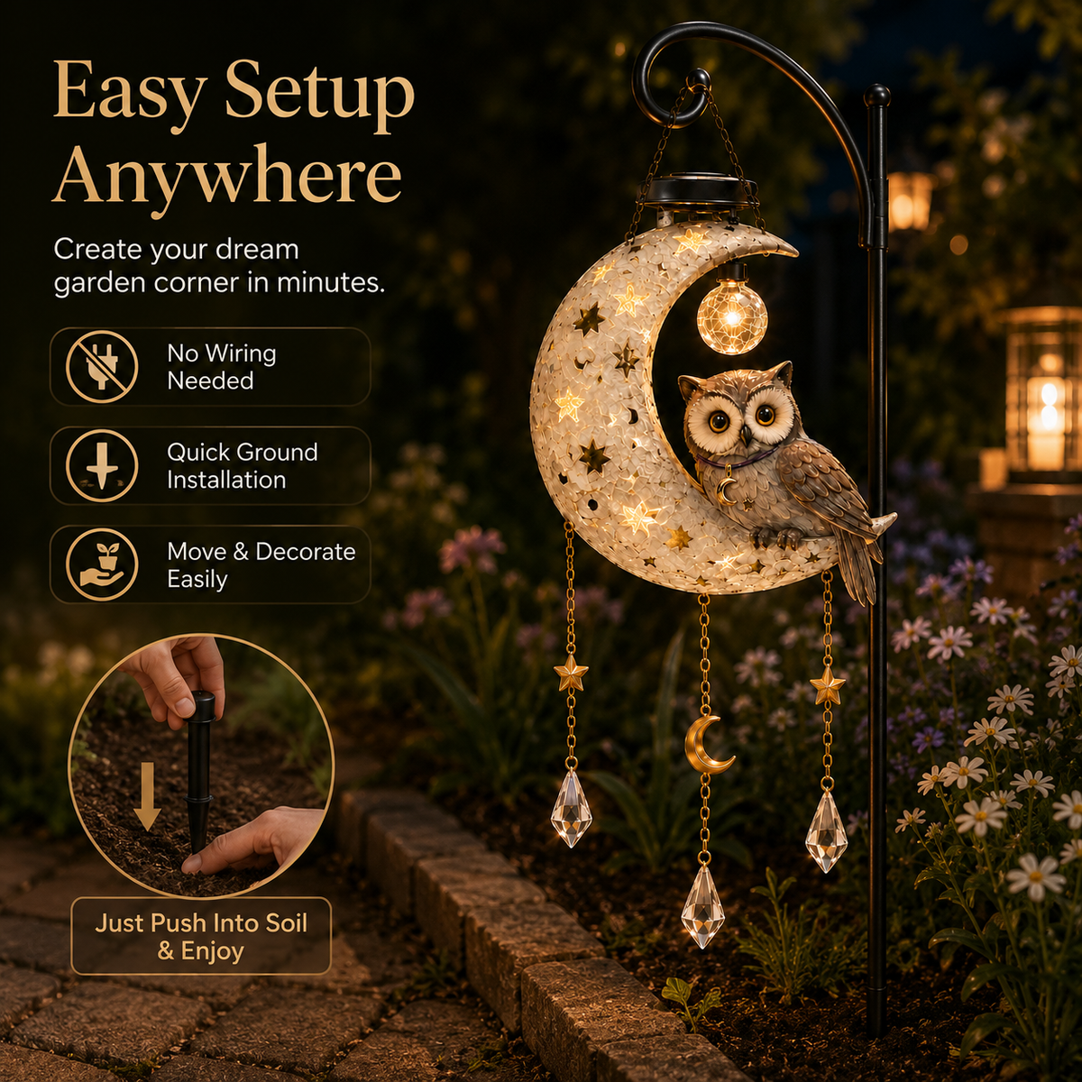 💥HOT SALE 50% OFF🔥Solar Owl Moon Garden Light
